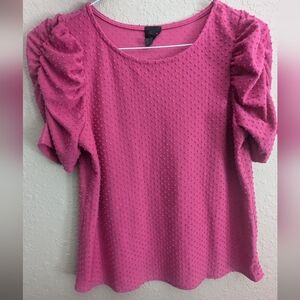 W5 Swiss Dot Pink Women's Blouse, EUC, size medium